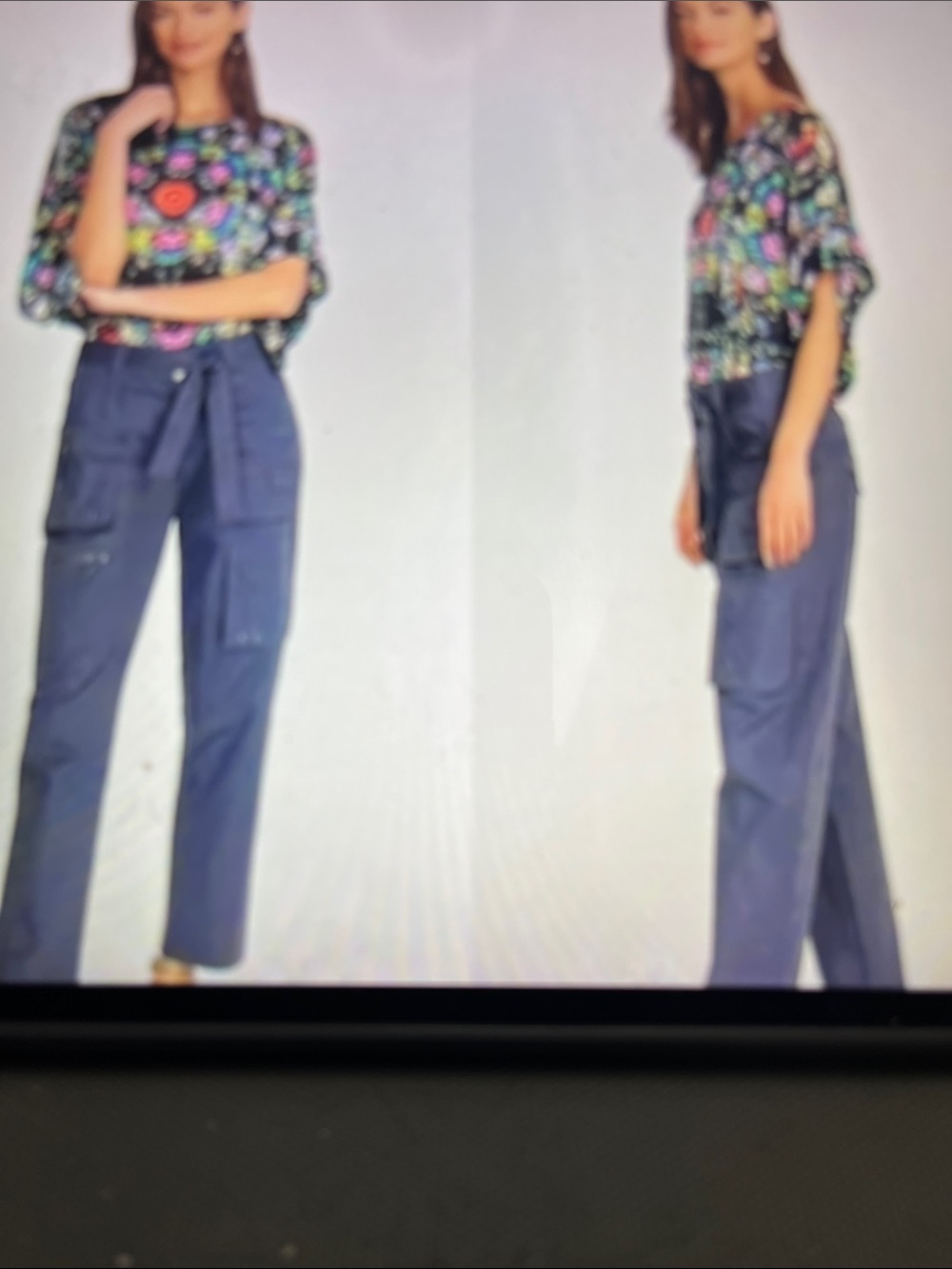 Johnny Was Navy Straight-Leg Cargo Pants